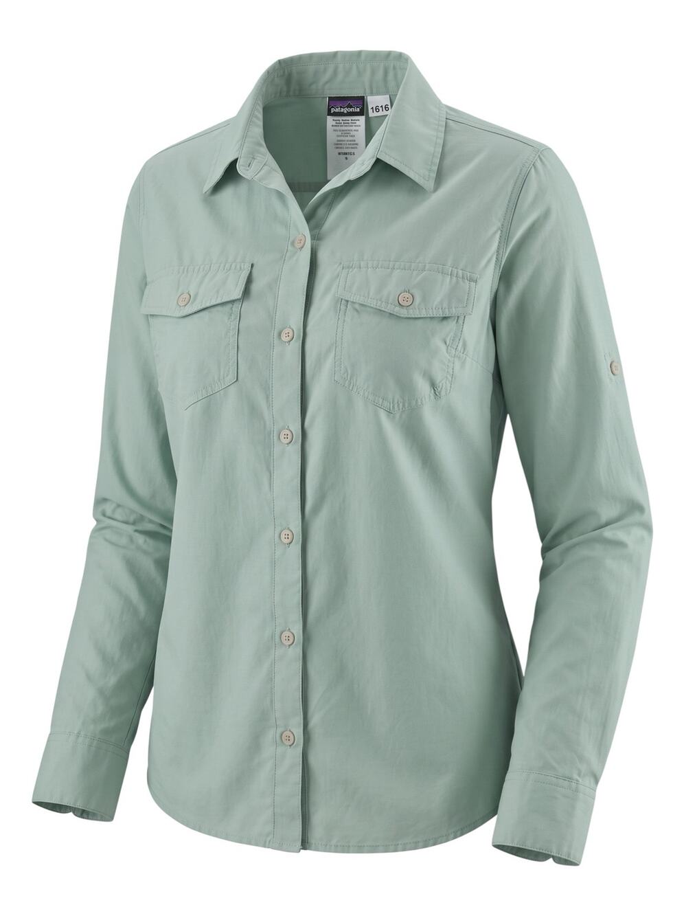 Patagonia Women's 6 Soft River Rock Green Long-Sleeve Self-Guided Sun Shirt